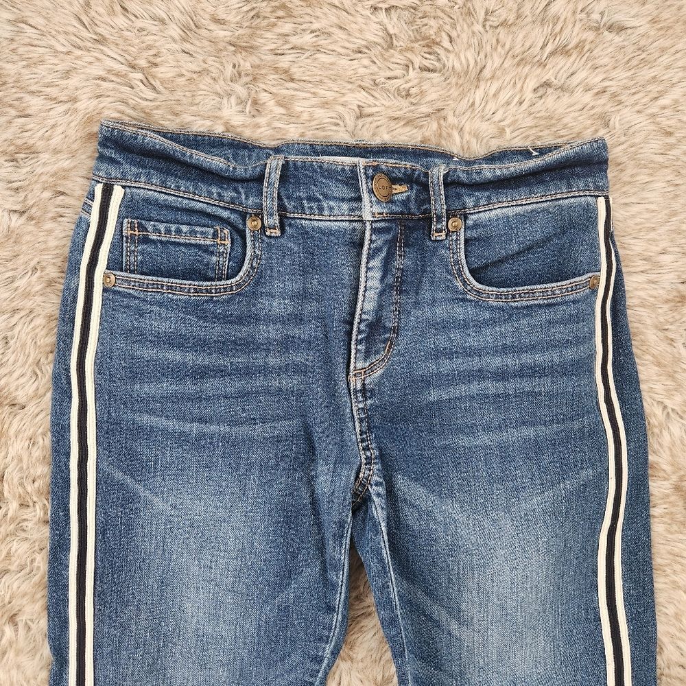 LOFT Modern Skinny Jeans Black and White Stripes Medium Wash Women's Size 24 - Picture 3 of 11